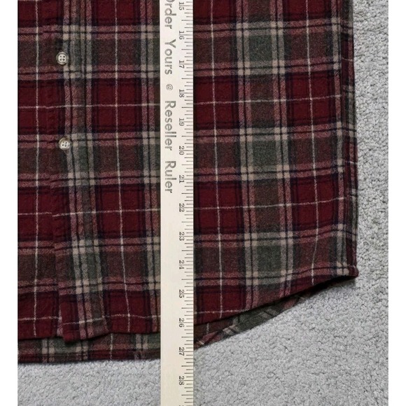 Pendleton Red Green Brown Plaid Virgin Wool Flannel Shirt Elbow Patch Mens M - Picture 14 of 16